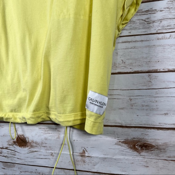 Calvin Klein Performance Neon Yellow Draw String Cropped Top | Size XL - Picture 3 of 5